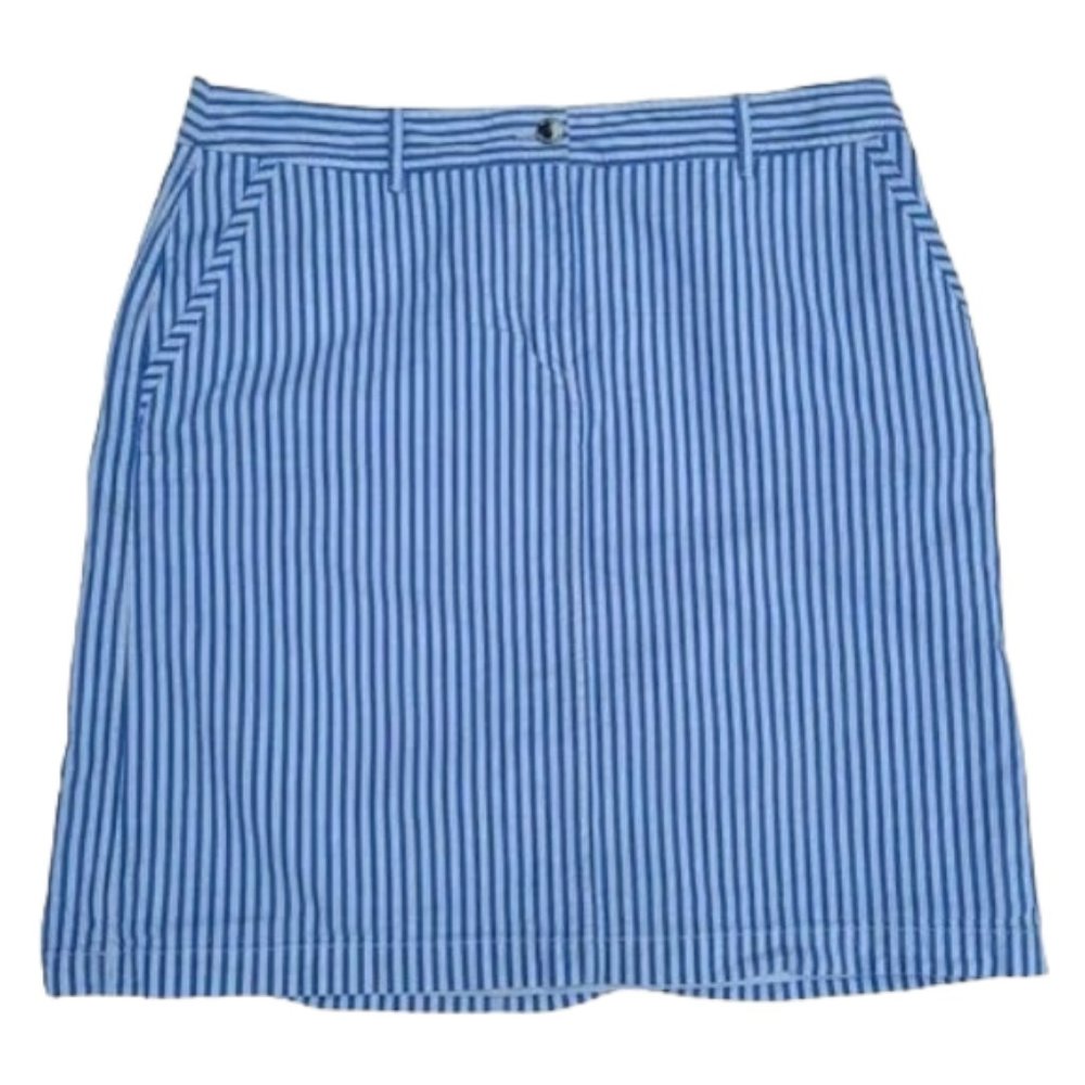 Talbots Blue & White Striped Cotton A-line Skirt w/ Pockets Women's 14